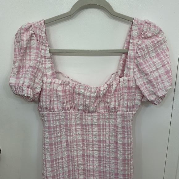 Zara Pink Textured Midi Barbie Style dress Small - Picture 9 of 12